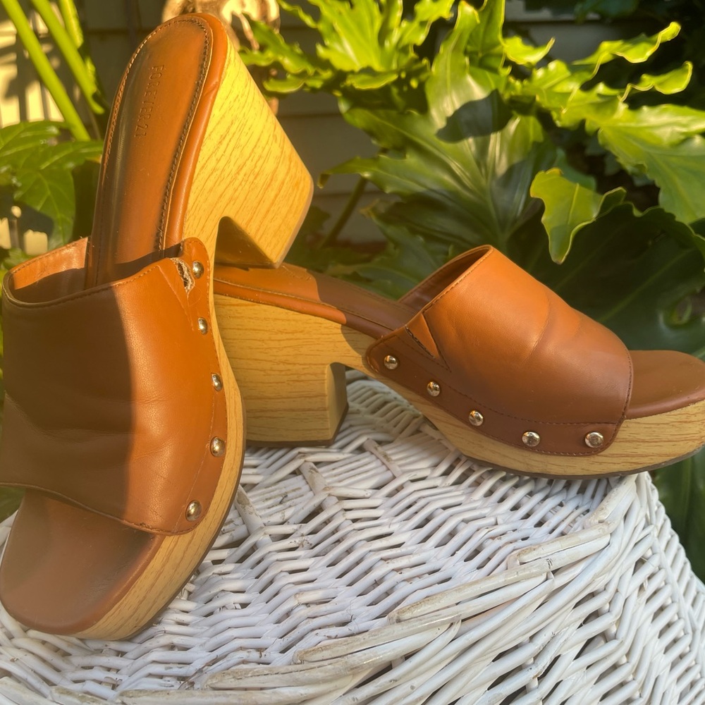 Women's Brown Leather Platform Sandals